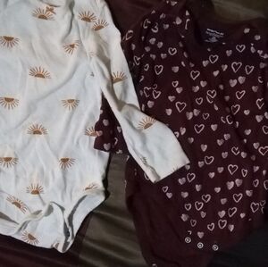 Kids Long Sleeve Bodysuit Set - White and Brown